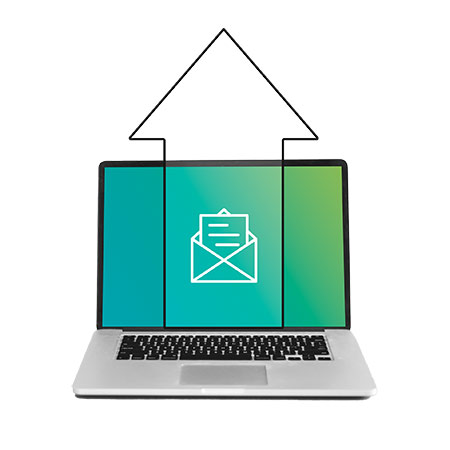 Laptop uploading data to Kinvault